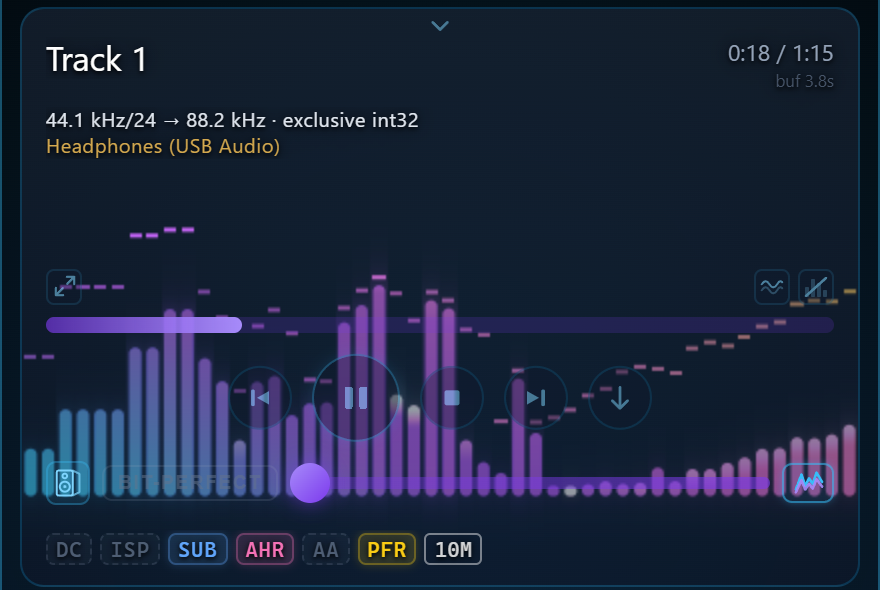 The big player in listening mode with the scene Bars
